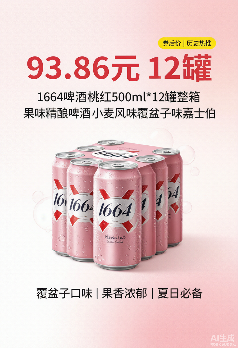 1664桃红啤酒500ml*12罐