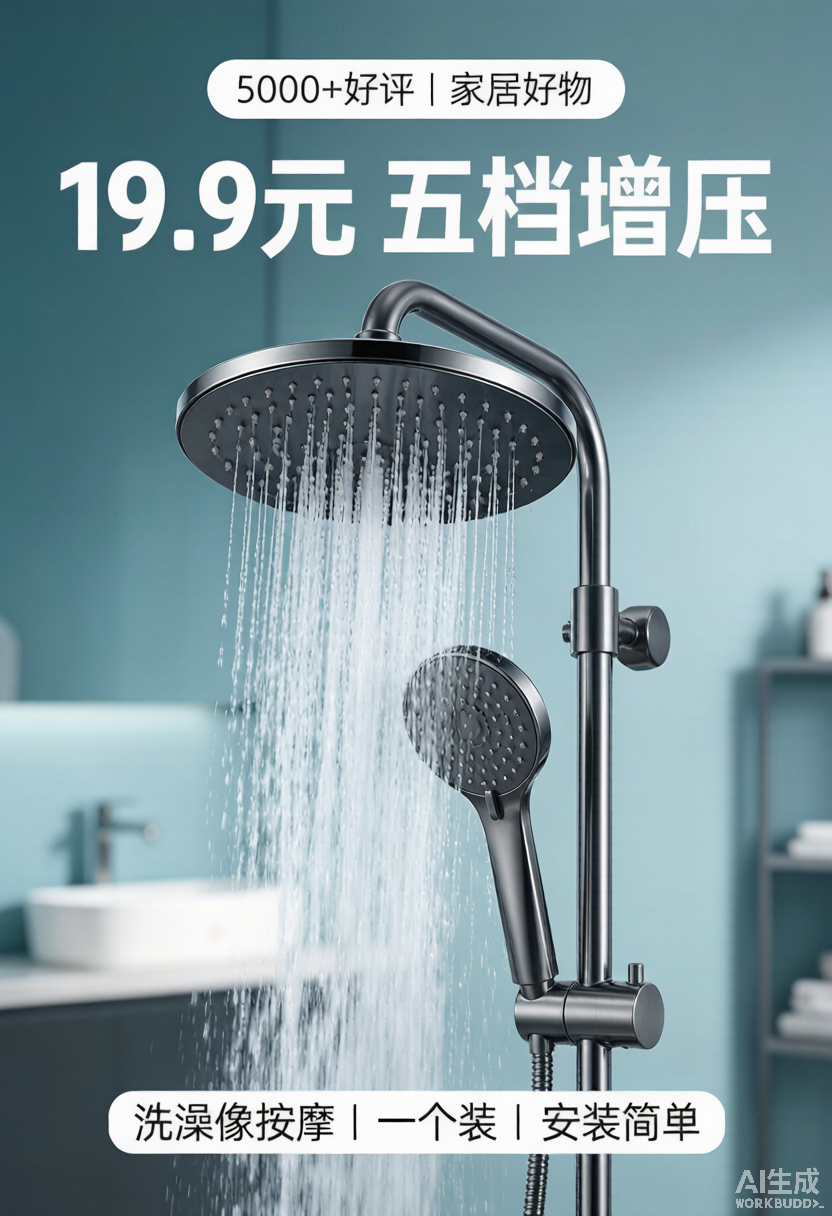 浴曼斯超大面板增压花洒