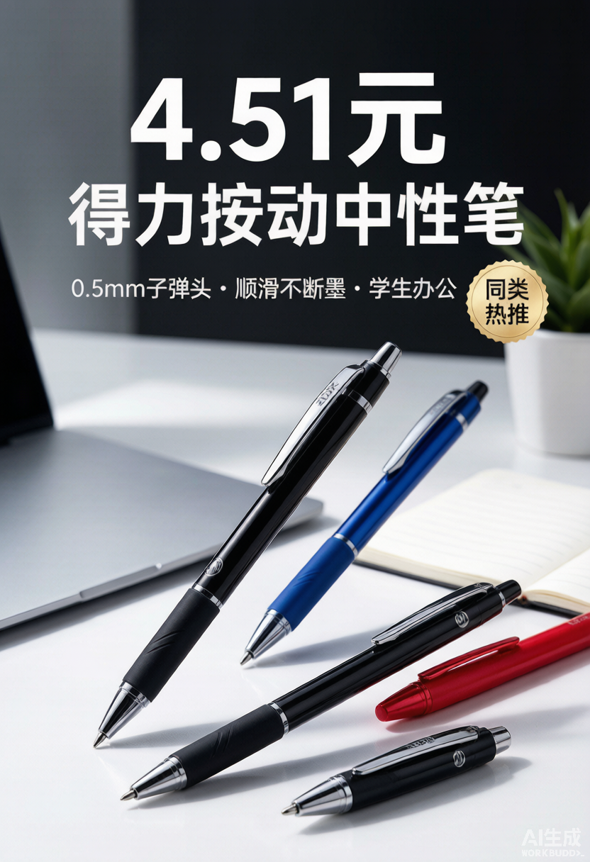 得力文具中性笔按动笔